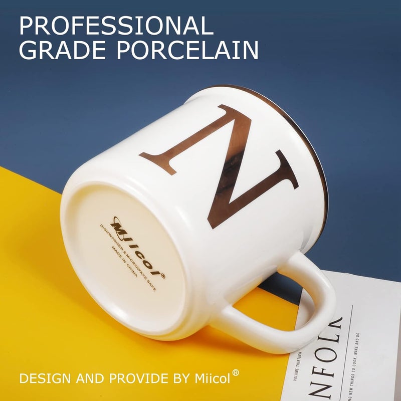 Miicol Ceramic Coffee Mug 16 oz, Monogram Coffee Cup, Golden Initial Tea Mug, Personalized Tea Cup, Unique Gift, Large Mug for Home, Office, Letter N - Image 5